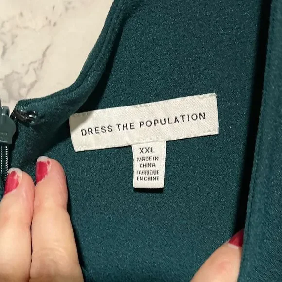 Dress The Population Sandra Gown in Pine - Picture 7 of 11